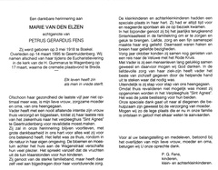 Marie van den Elzen- Petrus Gerardus Fens