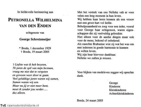 Petronella Wilhelmina van den Enden George Schretzmeijer