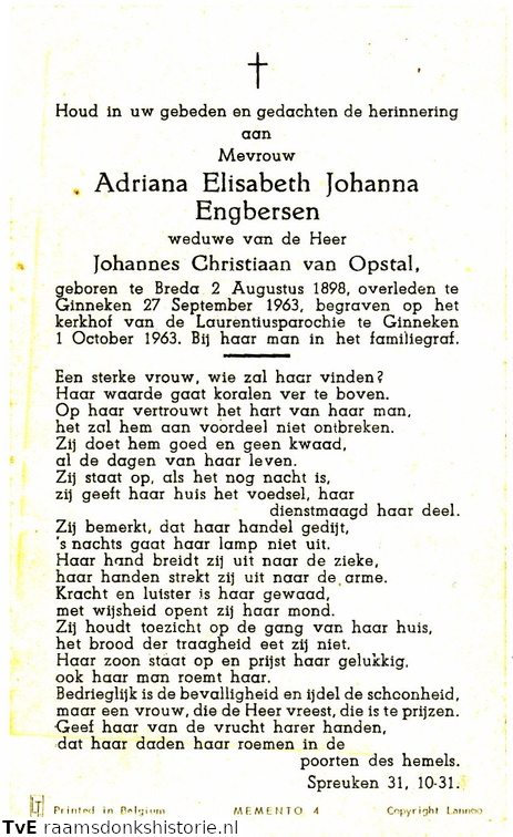 Adriana Elisabeth Johanna Engbersen Johannes Christiaan van Opstal