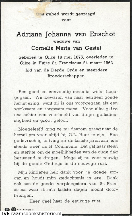 Adriana Johanna van Enschot- Cornelis Maria van Gestel