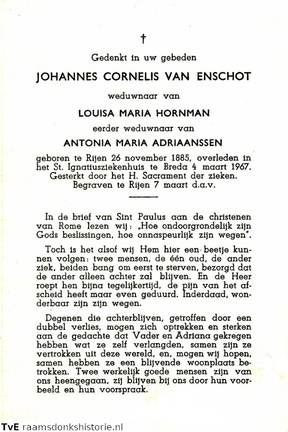 Johannes Cornelis van Enschot- Louisa Maria Hornman - Antonia Maria Adriaanssen