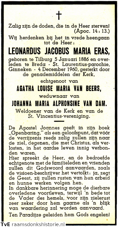 Leonardus Jocabus Maria Eras Agatha Louisa Maria van Beers  Johanna Maria Alphonsine van Dam