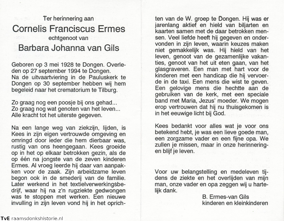 Cornelis Franciscus Ermes- Barbara Johanna van Gils