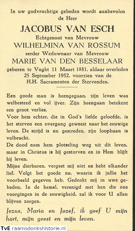 Jacobus van Esch- Wilhelmina van  Rossum-Marie van den Besselaar