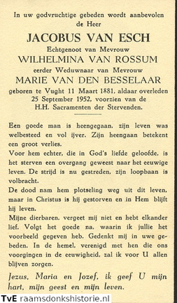 Jacobus van Esch- Wilhelmina van  Rossum-Marie van den Besselaar