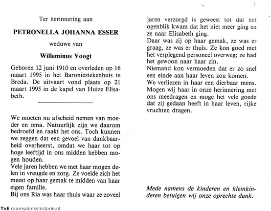 Petronella Johanna Esser- Wilhelmus Voogt