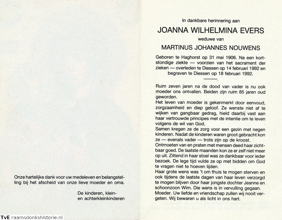 Joanna Wilhelmina Evers- Martinus Johannes Nouwens