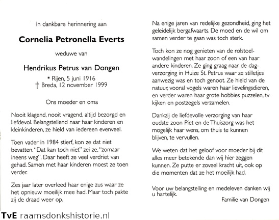 Cornelia Petronella Everts Hendrikus Petrus van Dongen