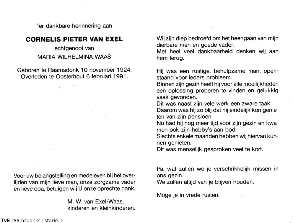 Cornelis Pieter van Exel Maria Wilhelmina Waas
