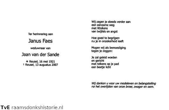 Janus Faes- Jaan van der Sande