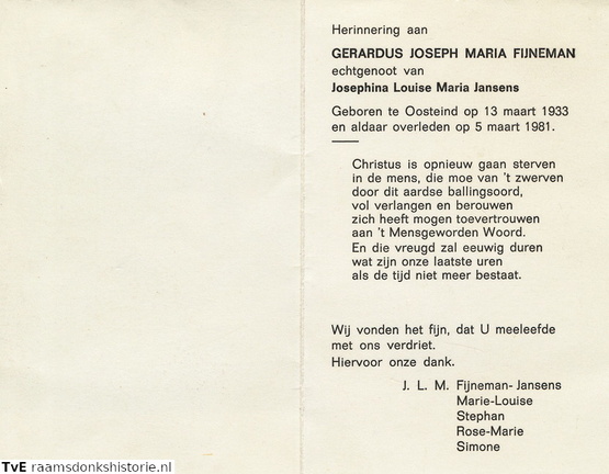 Gerardus Joseph Maria Fijneman- Josephina Louise Maria Jansens