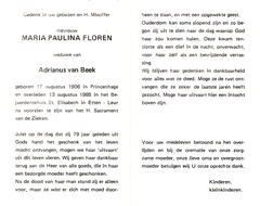 Maria Paulina Floren- Adrianus van Beek