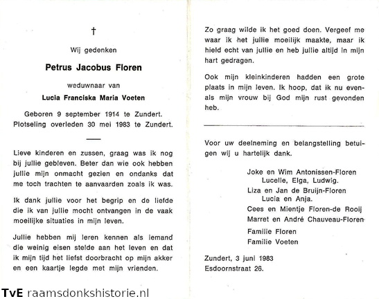 Petrus Jacobus Floren- Lucia Franciska Maria Voeten