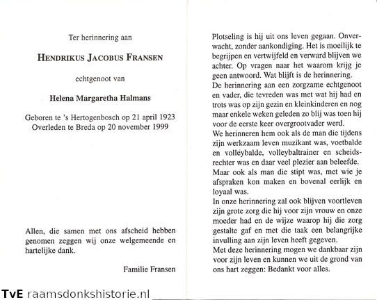 Hendrikus Jacobus Fransen- Helena Margaretha Halmans