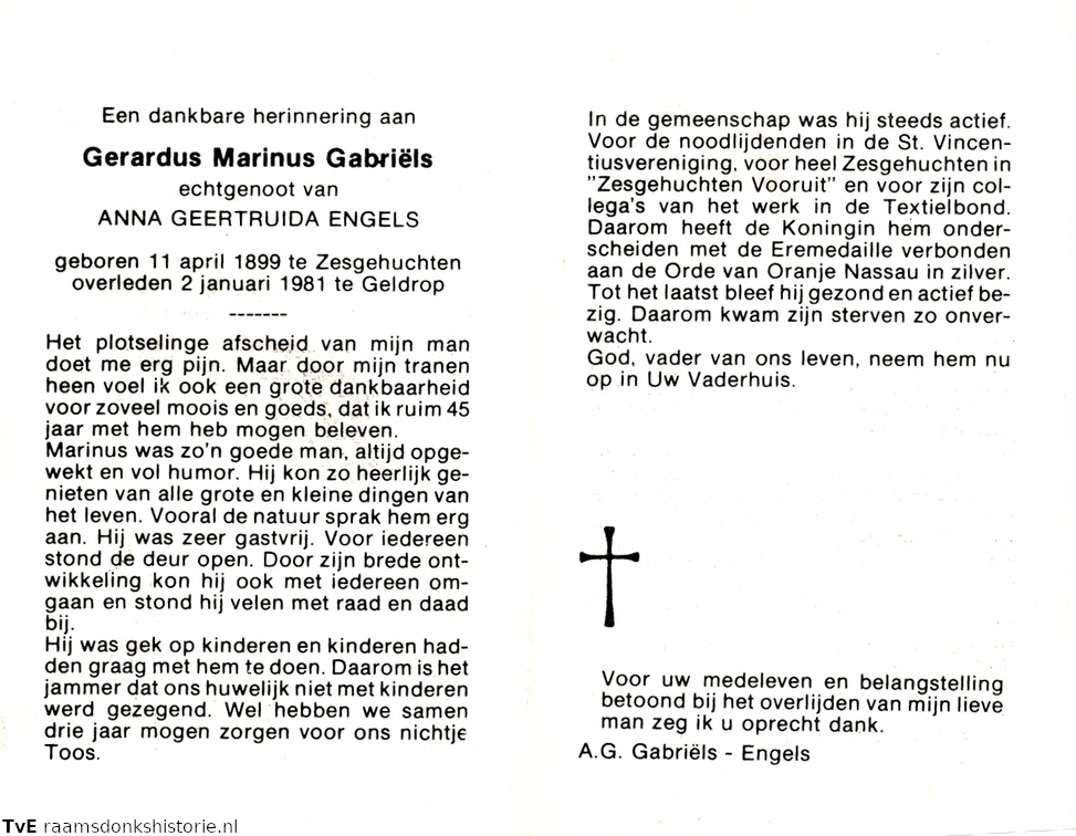 Gerardus Marinus Gabriëls- Anna Geertruida Engels