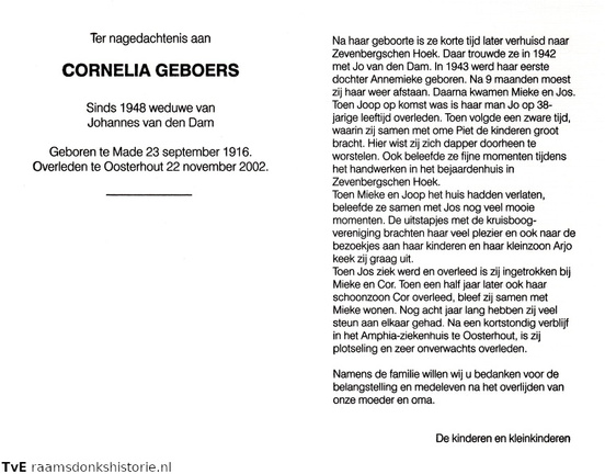 Cornelia Geboers- Johannes van den Dam