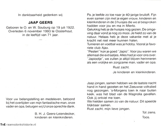 Jaap Geers- B.H.J. Leiendecker
