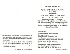 Alice Catharina Joanna Geerts- Adrianus Andreas van Beek