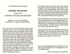 Adriana van Geloof- Gerardus Petrus van Groezen