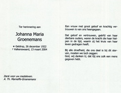 Johanna Maria Groenemans
