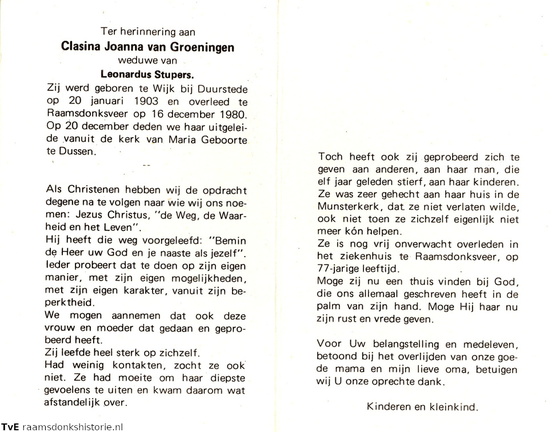 Clasina Joanna van Groeningen Leonardus Stupers