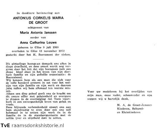 Antonius Cornelis Maria de Groot Maria Antonia Janssen-Anna Catharina Louws