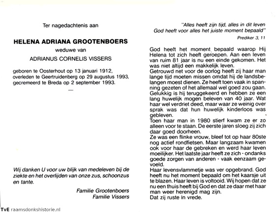 Helena Adriana Grootenboers Adrianus Cornelis Vissers