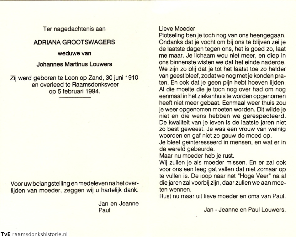 Adriana Grootswagers,  Johannes Martinus Louwers
