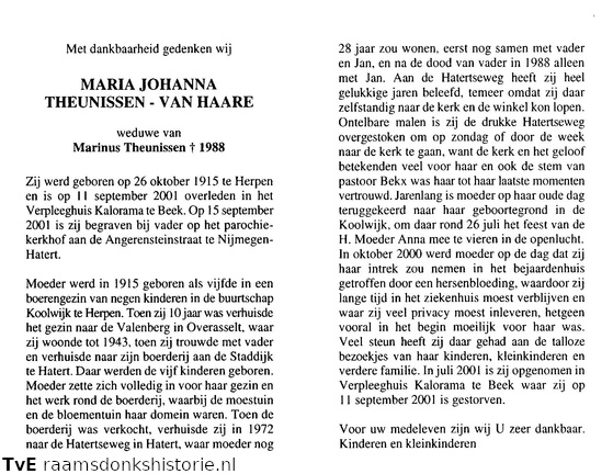 Maria Johanna van Haare Marinus Theunissen