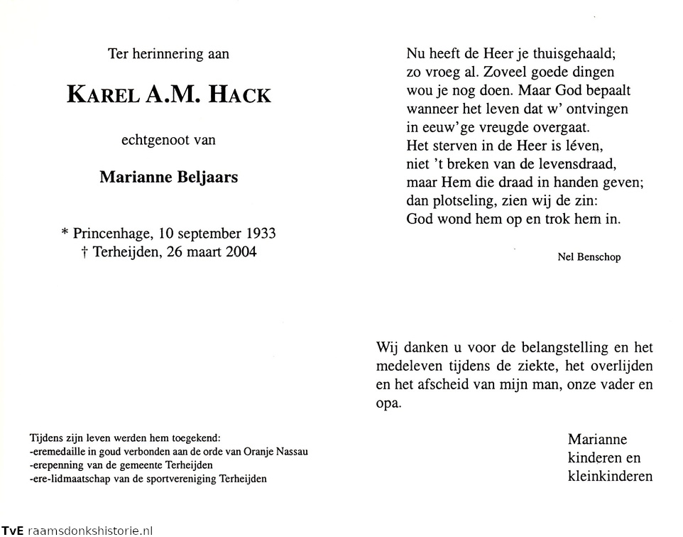 Karel A M Hack Marianne Beljaars