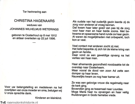Christina Hagenaars Johannes Wilhelmus Weterings