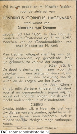Hendrikus Cornelis Hagenaars Geerdina van Dongen