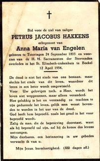 Petrus Jacobus Hakkens Anna Maria van Engelen