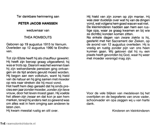 Peter Jacob Hanssen Thea Rombouts