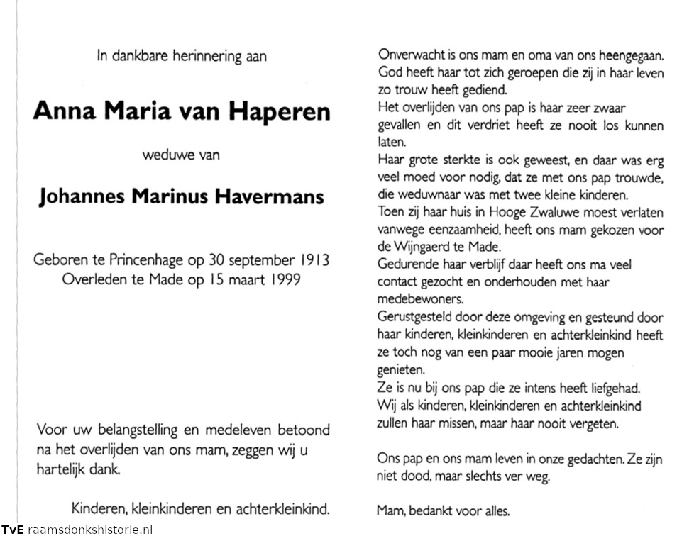 Anna Maria van Haperen Johannes Marinus Havermans