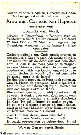 Antonius Cornelis van Haperen Cornelia van Welt