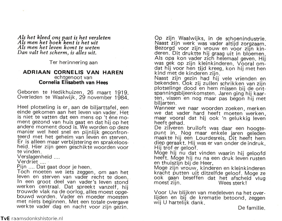 Adriaan Cornelis van Haren  Cornelia Elisabeth van Hees