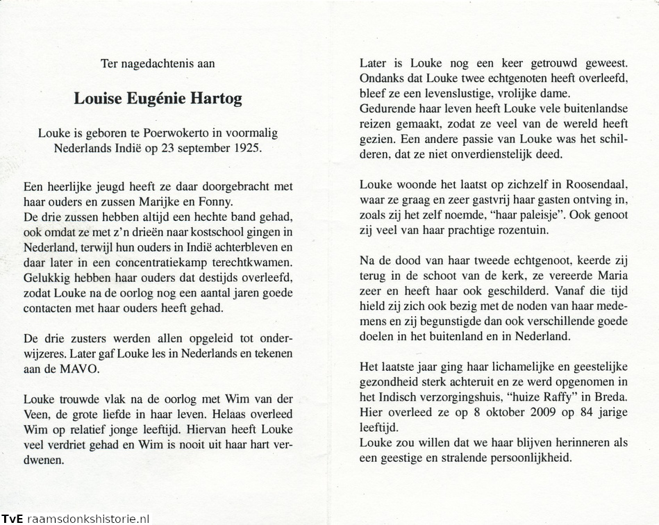 Louise Eugénie Hartog  nn, Wim van der Veen