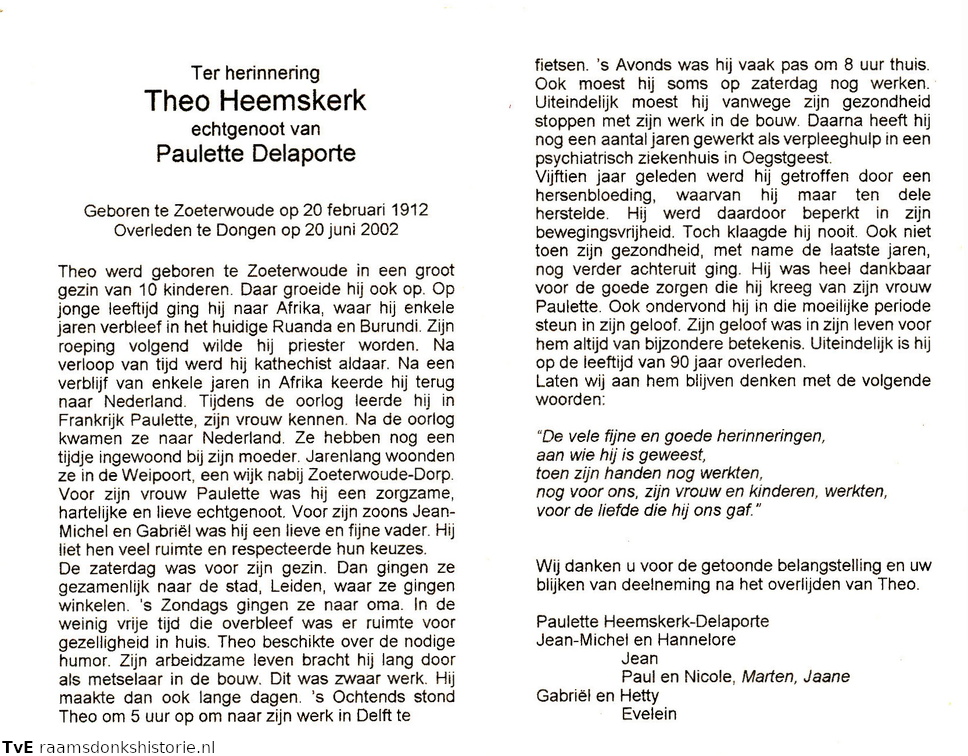 Theo Heemskerk Paulette Delaporte