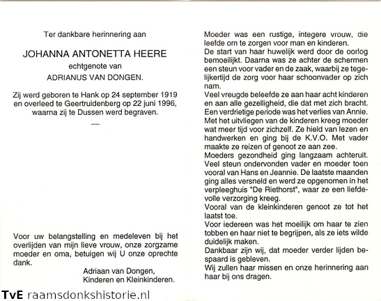 Johanna Antonetta Heere Adrianus van Dongen