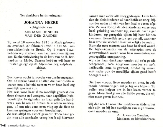 Johanna Heere Adriaan Hendrik van der Zanden