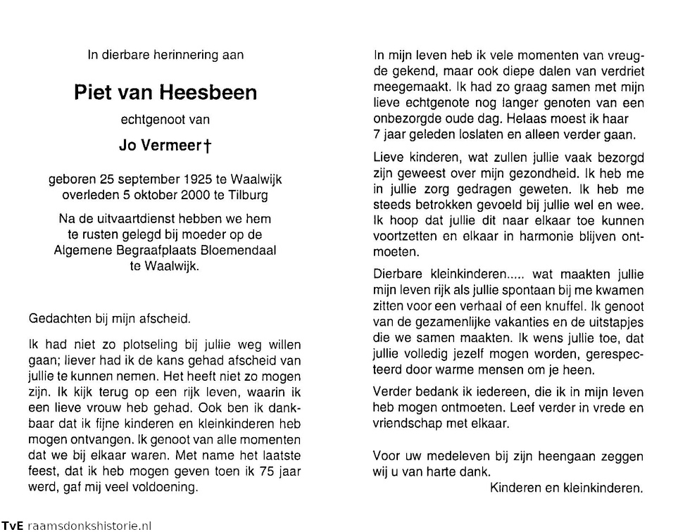Piet van Heesbeen Jo Vermeer