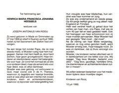 Henrica Maria Francisca Johanna Heessels Joseph Antonius van Rooij
