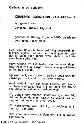 Johannes Cornelius van Heeswijk Dingena  Johanna Ligtvoet