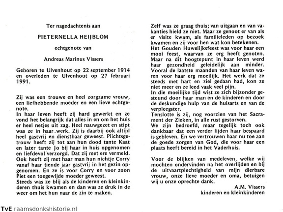 Heijblom, Pieternella  Andreas Marinus Vissers