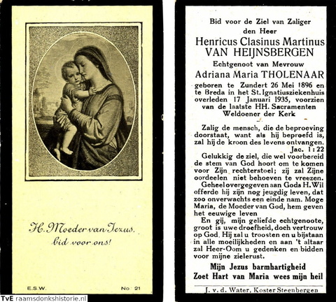 Henricus Clasinus Martinus van Heijnsbergen Adriana Maria Tholenaar