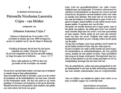 Helden van, Petronella Nicolasina Laurentia van Helden Johannes Antonius Crijns