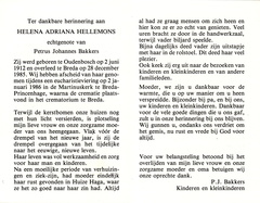 Helena Adriana Hellemons Petrus Johannes Bakkers