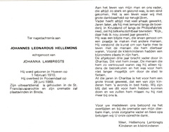 Johannes Leonardus Hellemons Johanna Lambregts