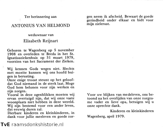 Antonius van Helmond Elisabeth Reijnart